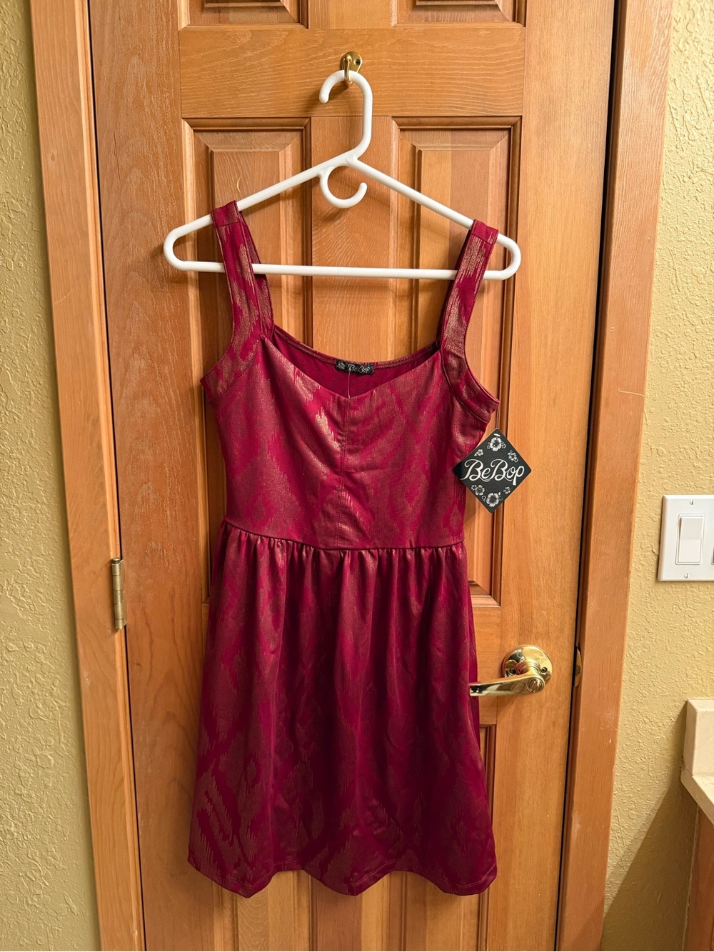 BeBop Burgundy Jacquard Midi Dress